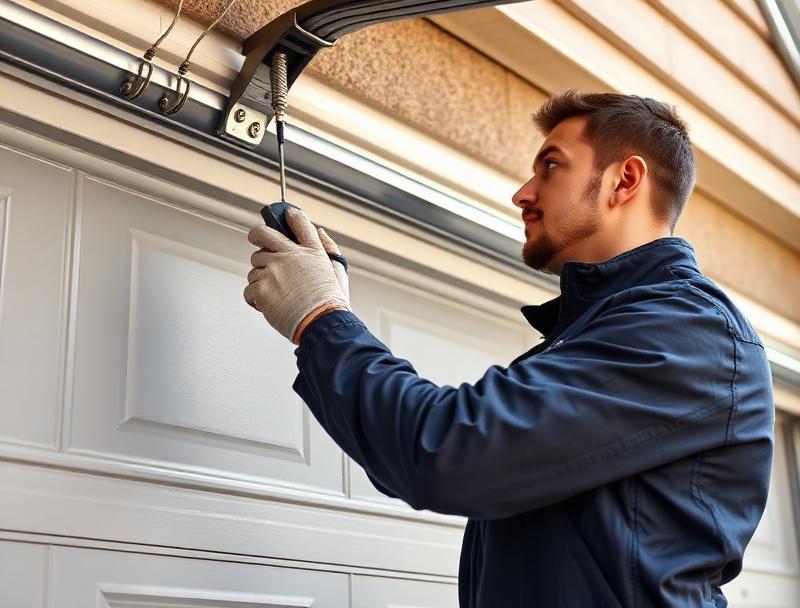 Expert garage door technician performing professional repair service